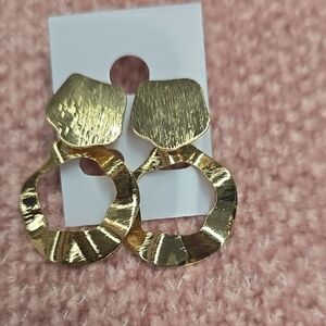 Planet Gold Textured Gold Earrings